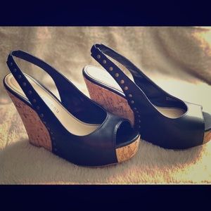 Chinese laundry black platform wedges size 9